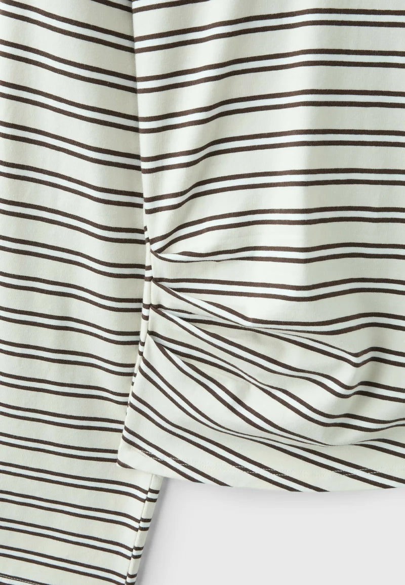 Stradivarius LONG SLEEVE STRIPED T-SHIRT WITH RUCHED WAIST