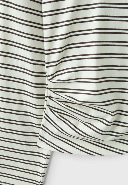 Stradivarius LONG SLEEVE STRIPED T-SHIRT WITH RUCHED WAIST
